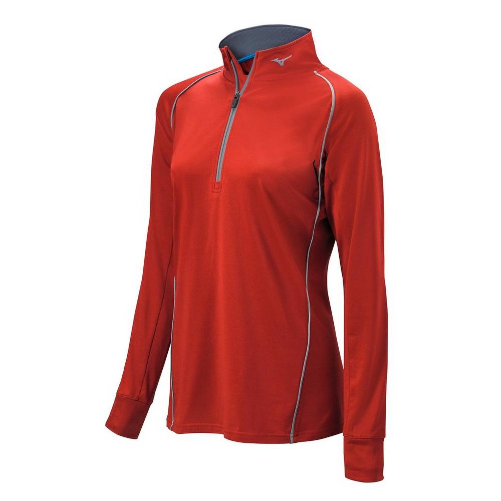 Mizuno Women's Comp 1/2 Zip Long Sleeve Pullover Red (350589-MQP)